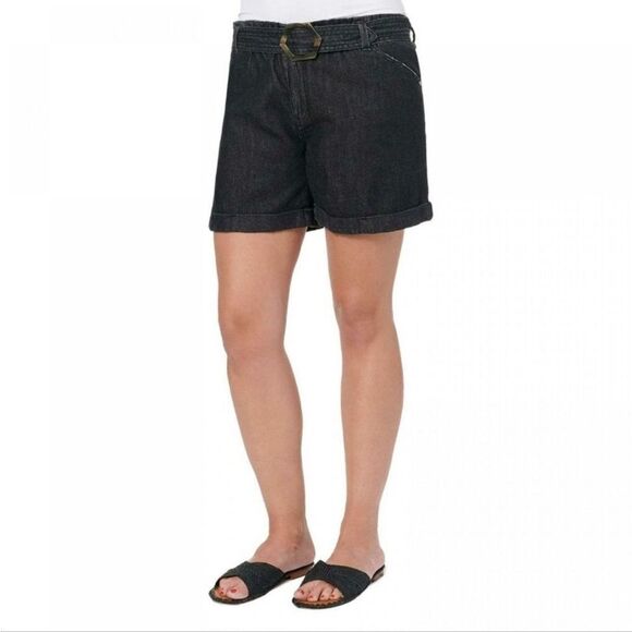 Democracy Dark Jean Shorts with Belt - Picture 7 of 7